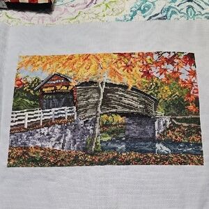 Autumn Bridge Cross Stitch Art